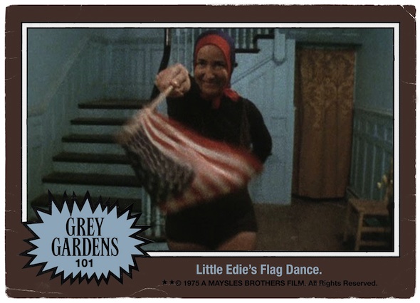 Grey Gardens Little Edie's 4th of July Flag Dance Vintage Bubble Gum Trading Card Spoof by Kristian Goddard