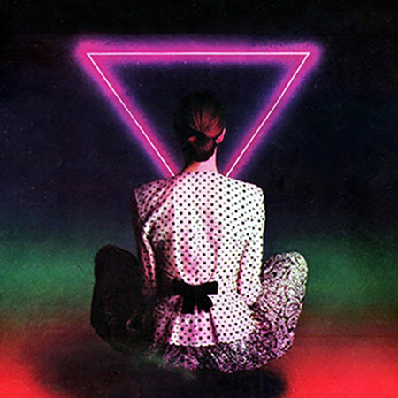 Abstract Russian Record Cover with Neon Triangle