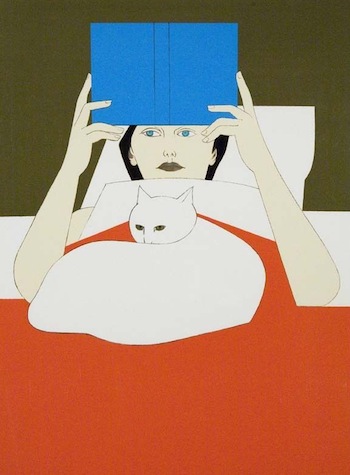 Blue Book and Cat Illustration