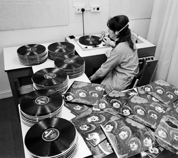 EMI Quality Control of The Beatles Rubber Soul album at Abbey Road