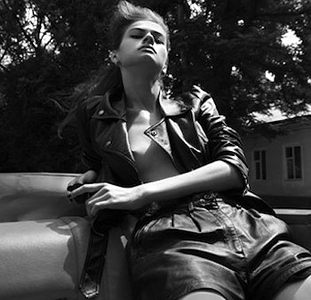 Joseph Sterling Girl in Leather Jacket and Hotpants