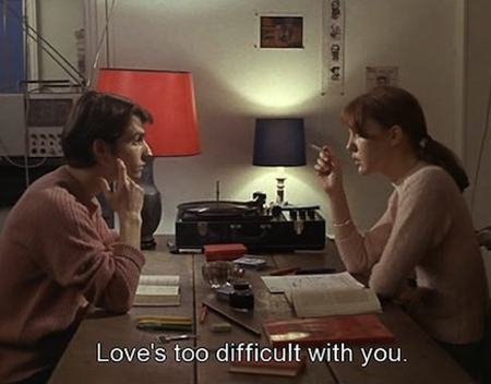 Love's Too Difficult Without You Jean-Luc Godard Movie Still with Subtitles