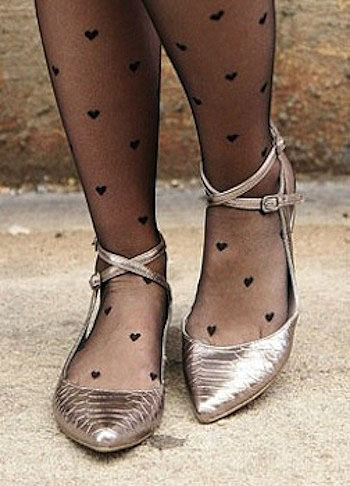 Metallic Shoes and Loveheart Tights