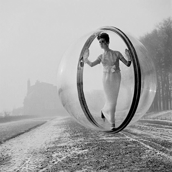 Model Floating In Bubble