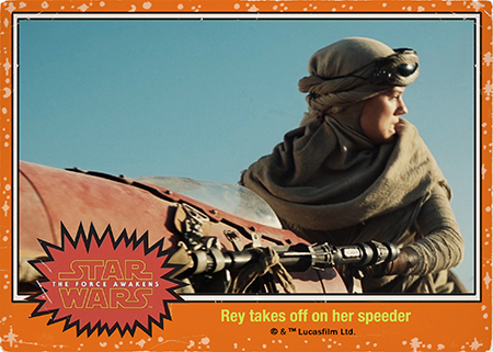 Star Wars 'The Force Awakens' Rey Takes Off On Her Speeder Retro Style Trading Card
