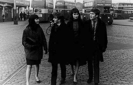 Ringo Starr and John Lennon talking to Beatles fans in Liverpool