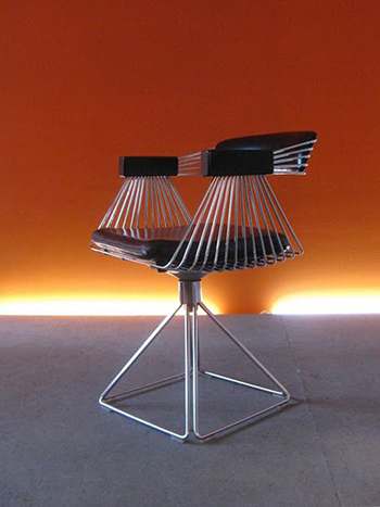 Rudi Verelst Leather and Chrome Metal Pyramid Chair for Novalux 1972