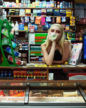 Sky Ferreira Blowing Bubble in Convenience Store