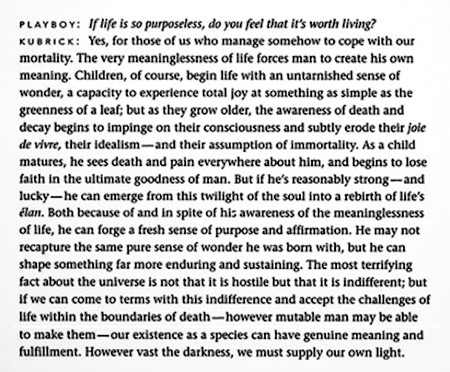 Stanley Kubrick Playboy Magazine Quote