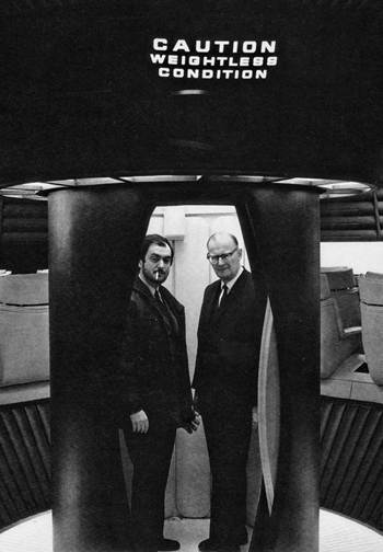 Stanley Kubrick and Arthur C Clarke on the set of 2001 Space Odyssey