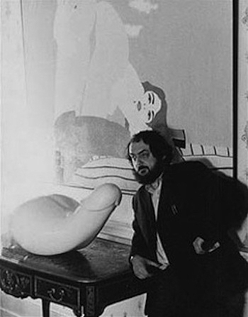 Stanley Kubrick on the set of A Clockwork Orange